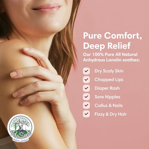 100% Pure Lanolin Cream - Handmade, Unrefined Balm for Dry & Itchy Skin, Cracked Lips, Breastfeeding, Baby Care, Nursing Essentials & Petroleum-Free Perfect for Hands, Face & Paw Care - 12oz Glass Jar