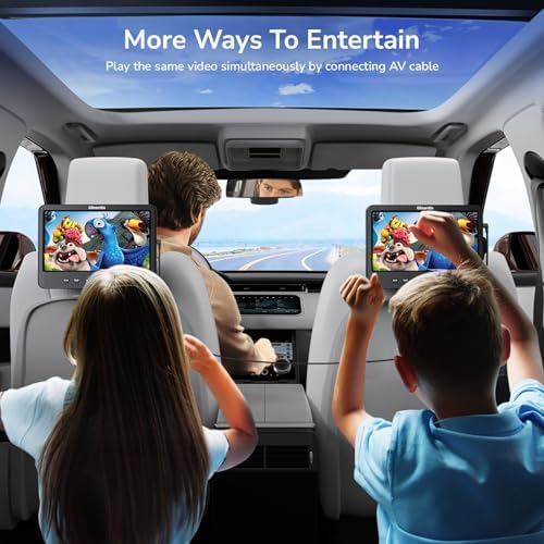 10.1" Dual Car DVD Players with HDMI Input, Headphones, Mounting Brackets, DVD Player for Car Support USB/SD Card, AV in/Out, Last Memory, Play A Same or Two Movies(2 Players)