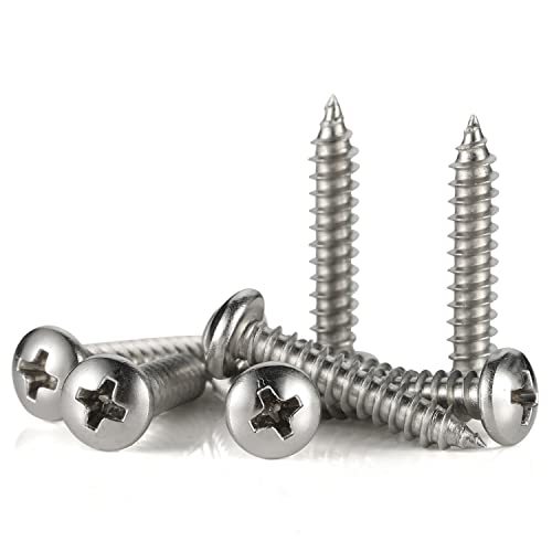 #10 x 3/4" Pan Head Self Tapping Screw, Pan Head Sheet Metal Screws Wood Screws, Stainless Steel 304 (18-8), 100 Pack