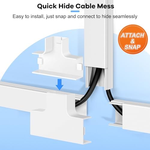 126in Cord Hider Kit, ZhiYo Cord Covers for Wall Mounted TV, Paintable Wire Cover for Cords, TV Cable Hider Wall Kit, Wall Cord Concealer, Cable Cover Wall Wire Management, 8xL15.7in W0.95in H0.55in
