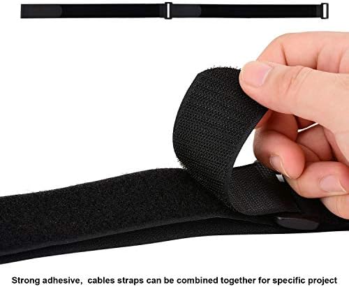 1.5 x 24 Inch Hook and Loop Cable Tie, 12 Pack Heavy Duty Adjustable Fastening Adhesive Cinch Strap with Plastic D-ring Buckle, Multi-Purpose Reusable Cord Organizer by Cacturism