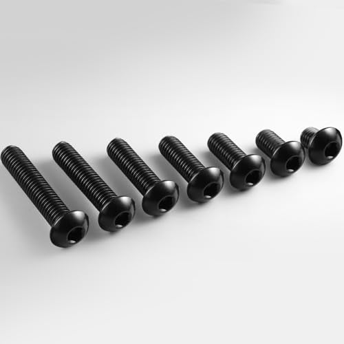 1/4-20 x 7/8 Inch Button Head Socket Cap Bolts Screws,304 Stainless Steel 18-8,Fully Threaded,Black Zinc Plated,with Hex Spanner(50Pcs)