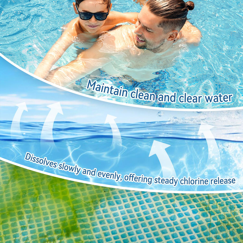 1 Inch Chlorine Tablets for Swimming Pools & Spas | 90% Available Chlorine Trichlor Pool Tablets | Long-Lasting Slow Dissolving Sanitizer for Clean & Clear Water (1inch-5lbs)