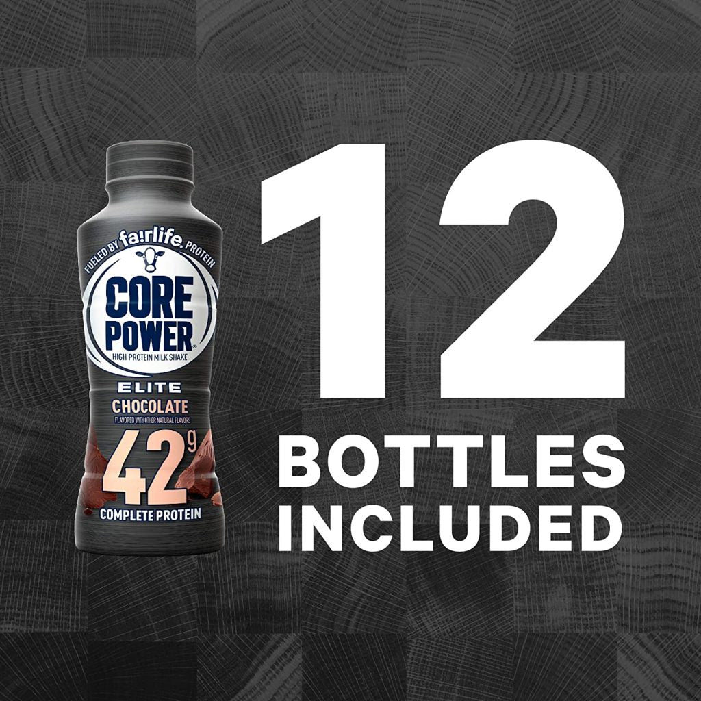 Core Power Elite Chocolate Protein Shake 42g, 14 Fl Oz, Pack of 12 - Workout Recovery Drink