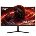 CRUA 24" Curved Gaming Monitor FHD 1080P, 180Hz, AMD FreeSync, VA Panel, HDMI/DP Ports, Black
