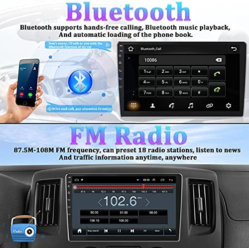 10.1 Inch Android Double Din Car Stereo Touch Screen Car Radio with WiFi GPS Navigation Mirror Link Car Multimedia Player Support Bluetooth FM Radio Receiver Dual USB Input with Backup Camera
