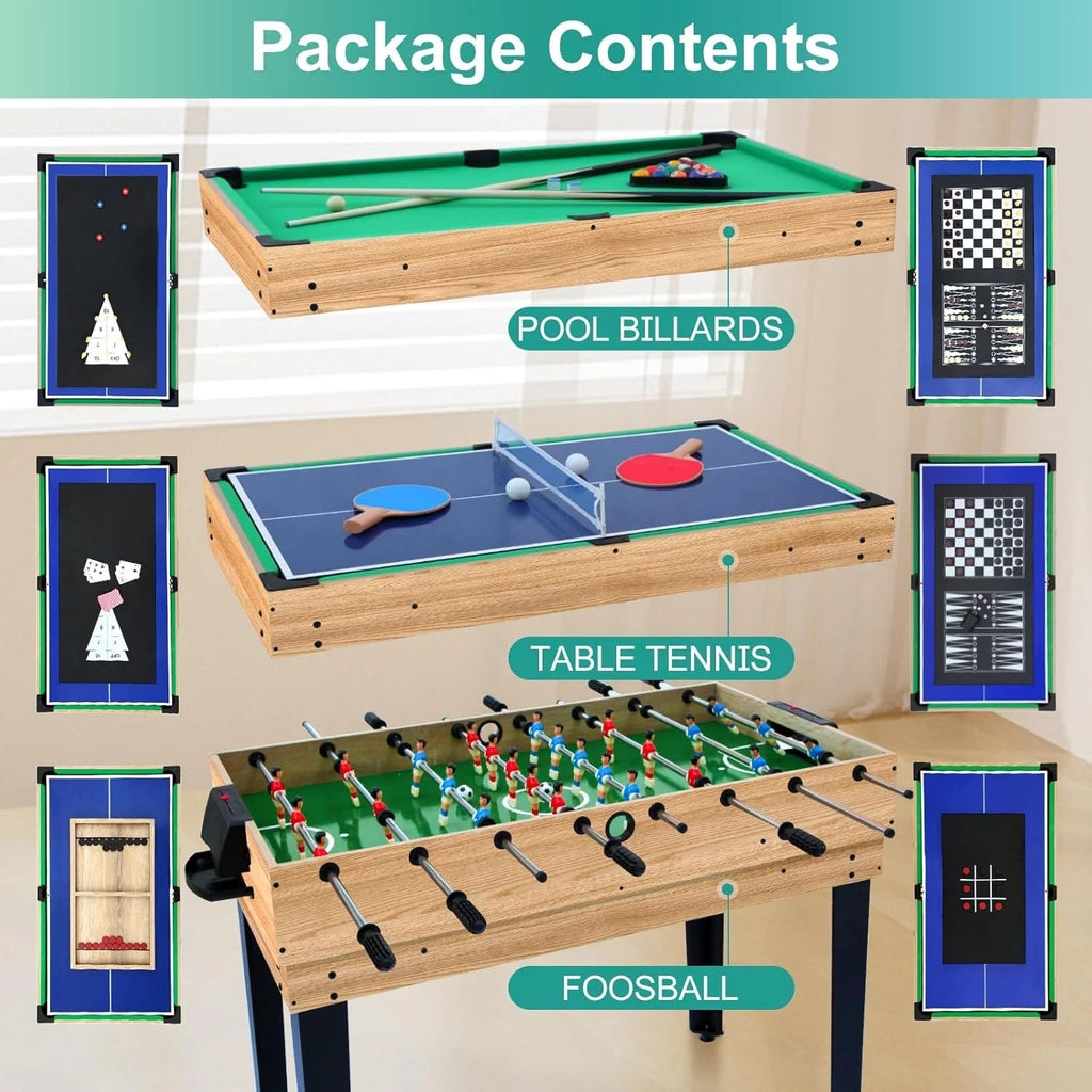 12-in-1 Game Table - 48" Combo Game Table, Ping Pong Table, Foosball Table, Air Hockey Table, Pool Table - Sports Arcade Games with Accessories - Ideal for Game Rooms and Family Game Nights!