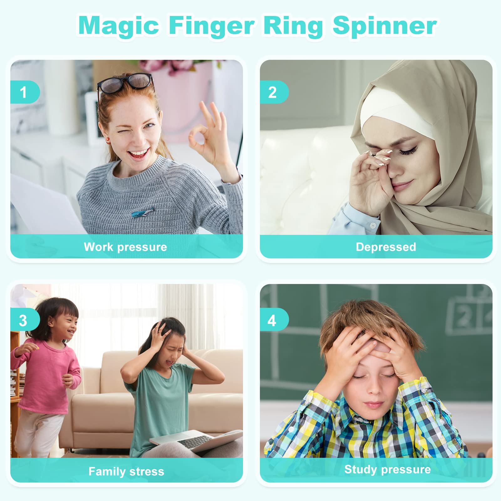 100 Pack Spiky Sensory Finger Rings, Acupressure Rings Spiky Sensory Finger Rings for Teens, Adults, Silent Stress Reducer and Massager Fidget Ring for Anxiety for Men, Women (Classic Colors)