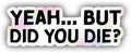 (3pcs) Yeah But Did You Die Holographic Stickers, Mental Health Awareness Stickers, Funny Water Assistant Holographic Sticker Paper Vinyl for Laptop Phone, Funny Metal Health Gifts (Size 2")