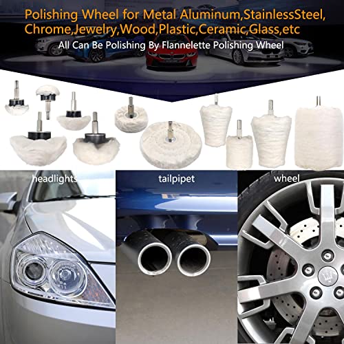 11 pcs Buffing Wheel for Drill, Buffing Pad Polishing Wheel Kits, Wheel Shaped Polishing Tool for Metal Aluminum, Stainless Steel, Chrome, Jewelry, Wood, Plastic, Ceramic, Glass, etc