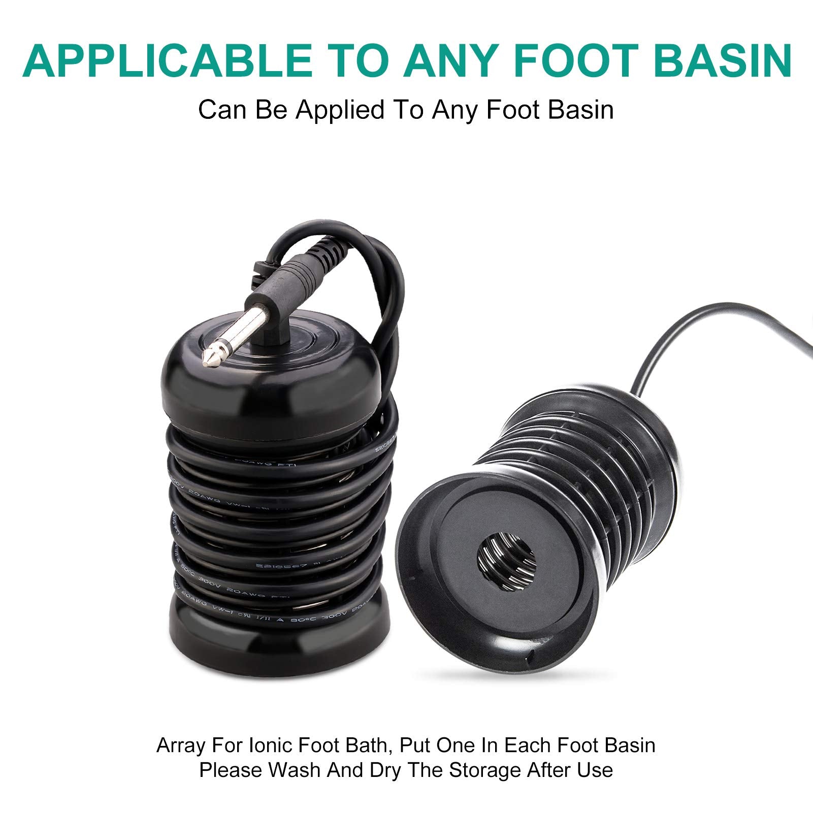 10-Pack Arrays Detox Foot Bath Arrays Round Stainless Steel Aqua Ionic Cleanse Array for Ionic Detox Foot Spa Cleanse Machines (6.35mm Adapter)