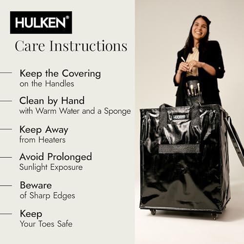 (Large, Black Reusable Rolling Tote & Rolling Shopping Bag with Wheels - Wheeled Tote - 66 lb Limit