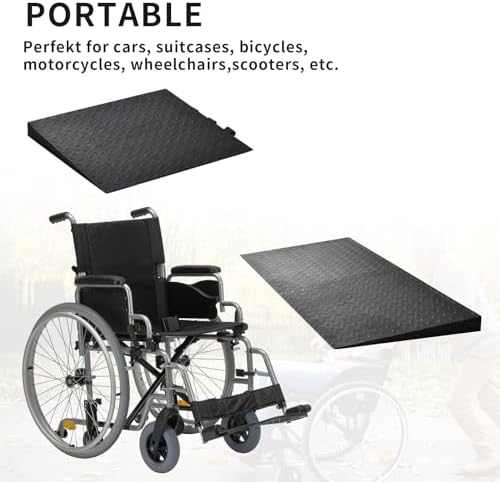 1.2" Rise Rubber Threshold Ramp for Doorways,Non-Slip Surface for Wheelchair Scooter Stroller,1500 LBS Capacity,Cuttable and Adjustable Size