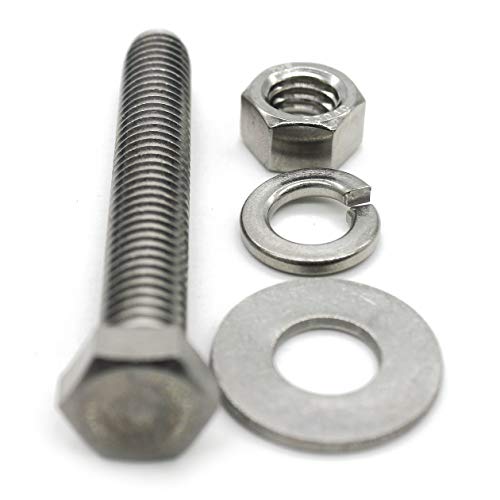 (10 Sets) 1/4-20x1-3/4" Stainless Steel Hex Head Screws Bolts, Nuts, Flat & Lock Washers, 18-8 (304) S/S, Fully Threaded by Bolt Fullerkreg