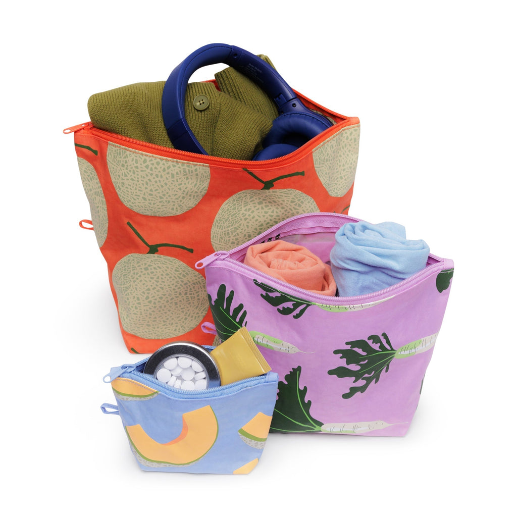 Baggu Recycled Nylon Go Pouches - Set of 3 - Japanese Produce