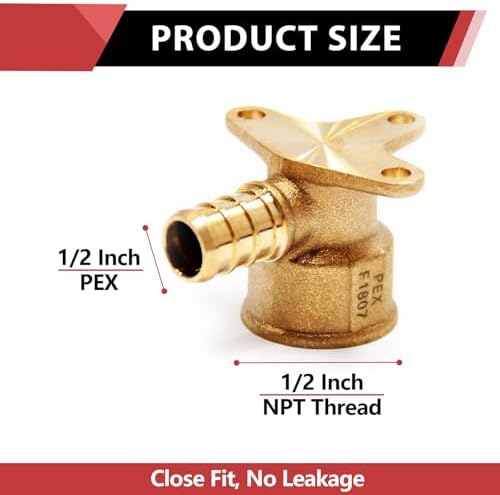 (Pack of 5) Pex Fitting 1/2 Inch x 1/2 Inch Female NPT Drop-Ear Elbow Brass(5)