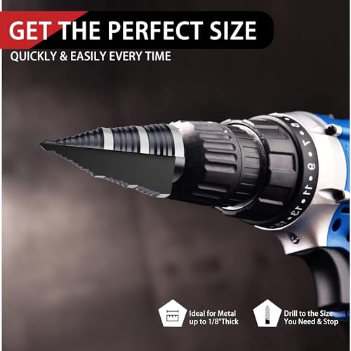 1/4 to 1-3/8 Inch Step Drill Bit, M2 High-Speed Steel Double Fluted Drill bits, Straight Grooved Step Drill Bit for Hole Drilling in Stainless Steel, Copper, Aluminum, Wood, Plastic