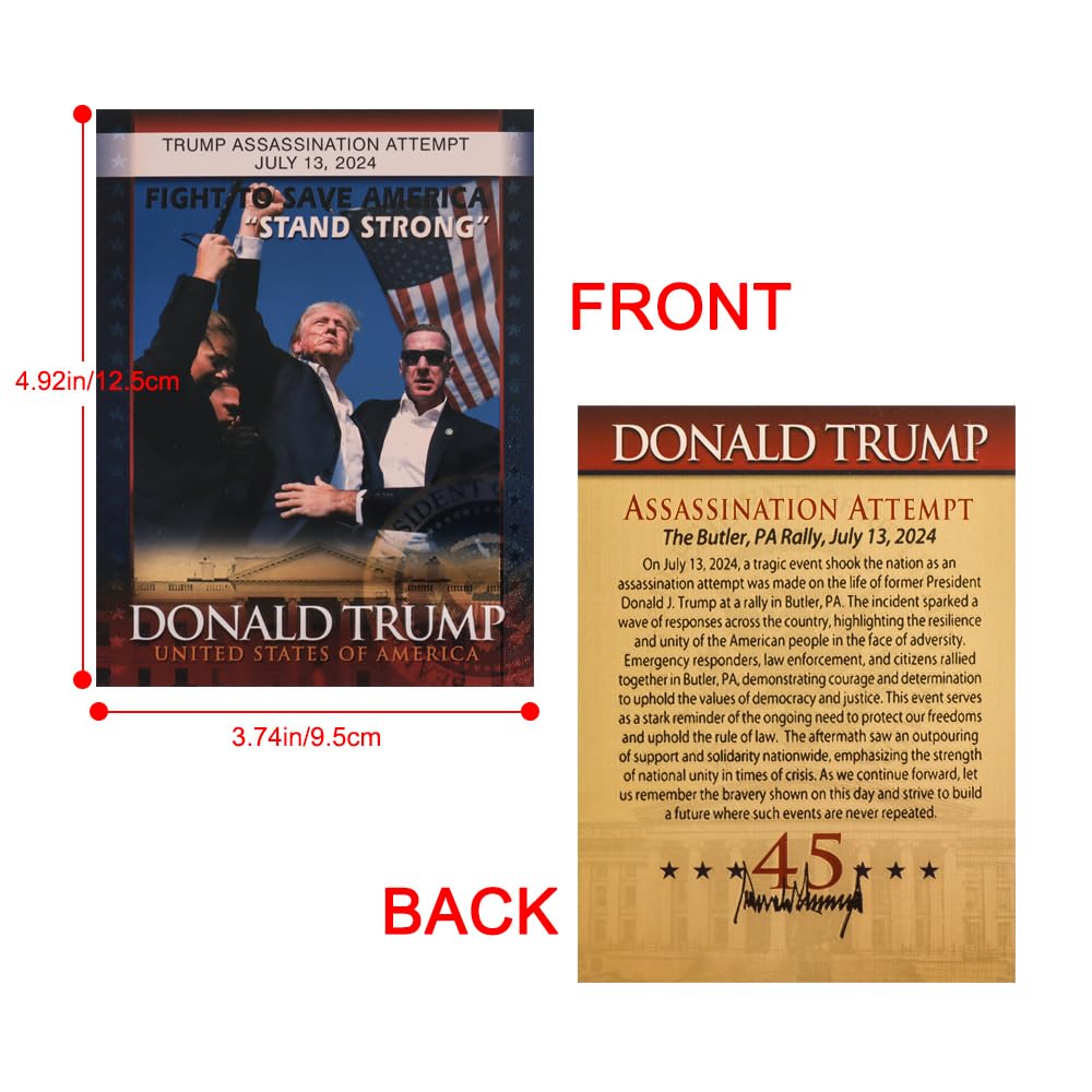 11pcs Trump Stand Strong Card 2024 Donald Trump Survived Shot at Election Rally Cards Set, Perfect Political Gift for Trump Supporters and Patriotic Americans