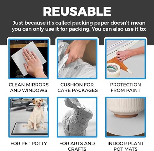 100 Sheets Packing Paper for Moving, Newsprint Paper for Packing Wrapping, Wrapping Paper for Packaging Glasses Dishes - Must Have Packing Supplies for Moving Box Filler(12 * 24in)