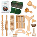 12-in-1 Wood Therapy Massage Tools Kit - Lymphatic Drainage Massager for Stomach, Thighs and HIPS | Maderoterapia Kit Professional for Muscle Pain Relief | Wooden Body Sculpting Tools | ViVACious
