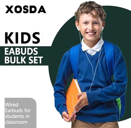 100 Pack Classroom Earbuds Headphones Bulk for School Kids Children, Wholesale Durable Earphones Class Set for Students (XPG101,100 White)