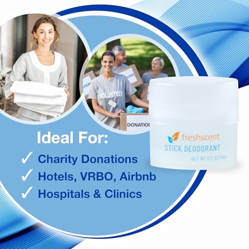 (144 Pack) Freshscent 0.5 oz. Stick Deodorant, Travel Size, Alcohol Free, light fragrance, bulk packed and perfect for donations.