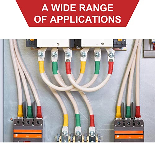 10pcs Sanuke 4 AWG - 1/2" Tinned Copper Wire Lugs Ring Terminals, Marine Grade Battery Cable Ends with 3:1 Dual Wall Adhesive Heat Shrink Tubing