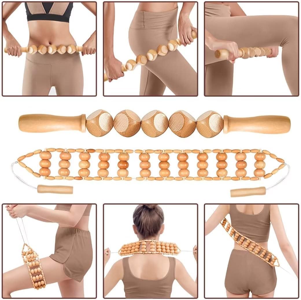 10-in-1 Wood Therapy Massage Tools Massager Wooden Massager for Body Shaping Massage Tool Set Wood Therapy Tools for Relieving Muscle Pain Body