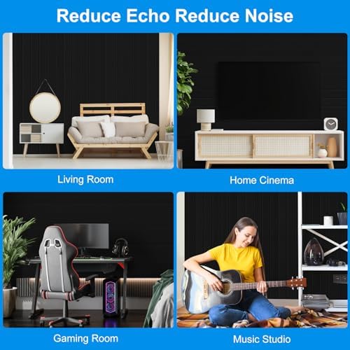 12 Pack Sound Proof Foam Panels for Walls 12"x12"x0.4'', Self Adhesive Soundproof Wall Panels, High Density Acoustic Foam Panels is Widely Used for Acoustic Treatment In Various Spaces(Black)