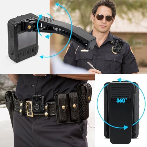 1080P Body Camera, Police Body Cam with 12H Continous Record, 64G SD Card, Shoulder and Waist Clips, Lightweight Personal Body Worn Cameras for Law Enforcement, Security Guards, Cycling Trip