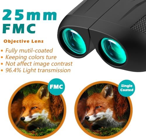 10x25 Compact Binoculars, Small Binoculars for Adults and Kids, High Powered Travel Waterproof for Bird Watching, Hiking, Cruise and Hunting, Gifts for Adults Teens Friends