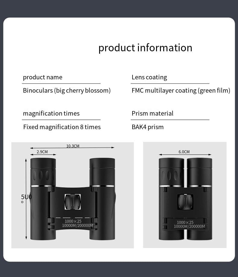 1000x25 Compact Binoculars for Adults and Kids, Mini Pocket Binoculars with Phone Adapter, Waterproof, for Bird Watching, Hunting, Concerts, Theaters, Operas, Traveling, Sightseeing