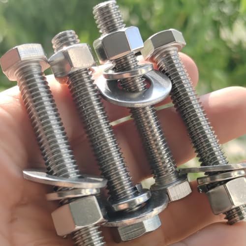 (6 Sets) 3/8-16x2-1/2 Stainless Steel Hex Head Screws Bolts, Nuts, Flat & Lock Washers, 18-8 (304) S/S, Fully Threaded by Bolt Fullerkreg
