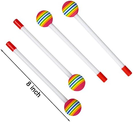 10 Pieces Drum Sticks for Kids, Rainbow Lollipop Drumsticks Soft Foam Head Beat Toy Percussion Mallets