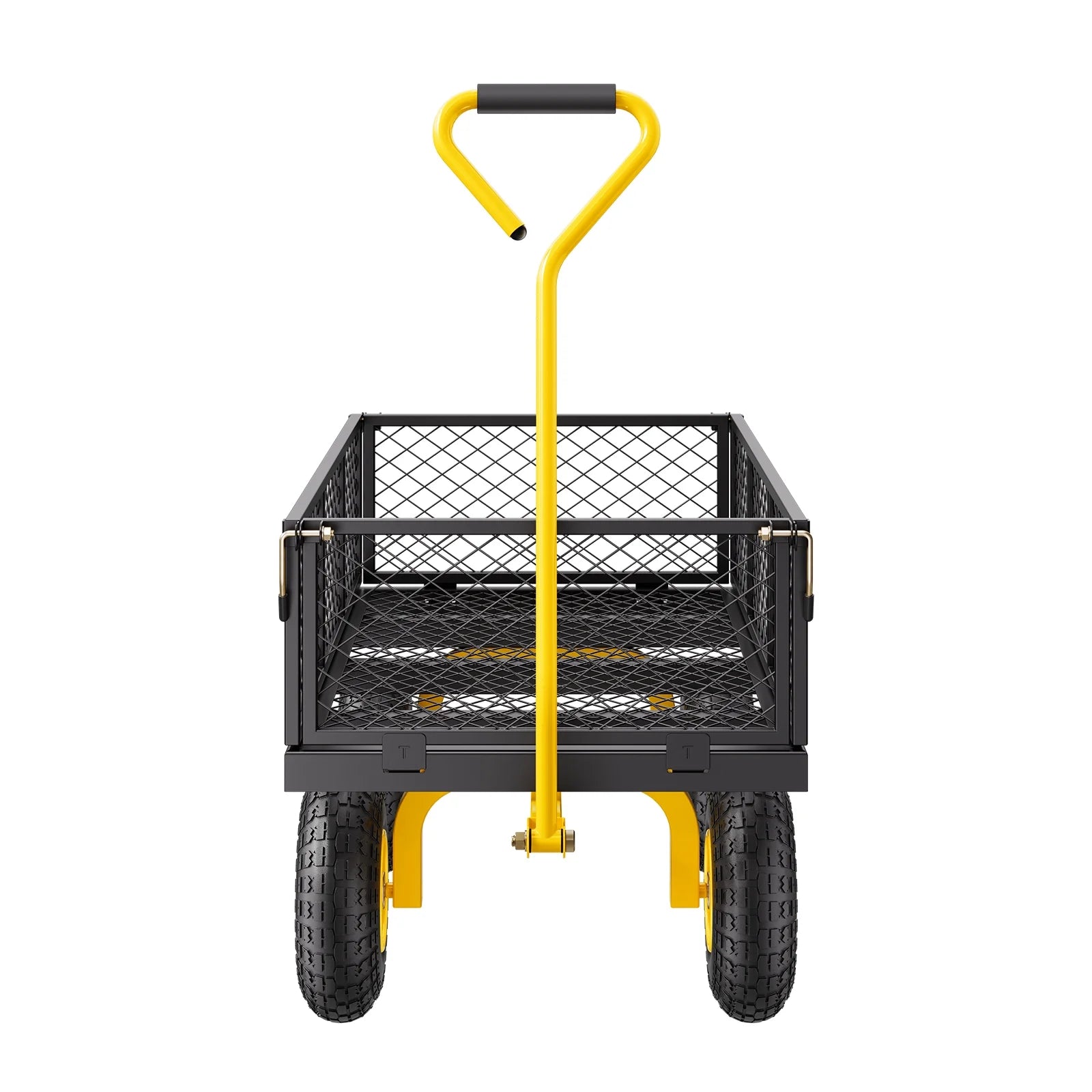 KFFKFF Mesh Steel Garden Cart 900 Lbs, 38 x 22 " Heavy Duty Utility Wagon Cart, Metal Garden Trolley with 10" Wheels, Removable Mesh Sides, 180 Swiveling Handle (Green)