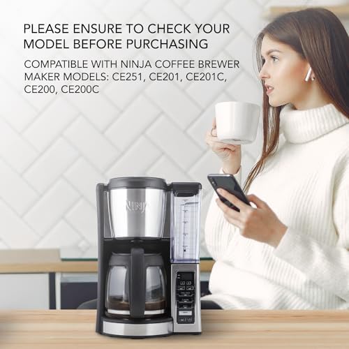12-Cup Glass Coffee Carafe Replacement Compatible ONLY with Ninja Coffee Brewer Maker Models CE251 CE201 CE201C CE200 CE200C
