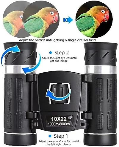 10x22High Powered Waterproof Mini Binoculars for Adults Kids with Phone Adapter Compact, Pocket Binoculars for Bird Watching, Hunting, Concerts, Opera,Theater, Travel, Sightseeing,Outdoor Adventures