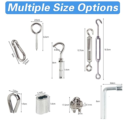 1/8" Wire Rope Kit，Steel Wire Cable，200FT Turnbuckles for Cables Wire，Vinyl Coated Stainless Steel Cable Wire for Outdoor,Garden,Kitchen,Craft with Turnbuckle