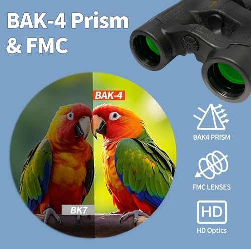 12x26 Compact Binoculars for Adults, Large Eyepiece Waterproof Binocular with Low Light Vision, High Powered Easy Focus Durable Binoculars for Bird Watching Hunting Travel Sightseeing