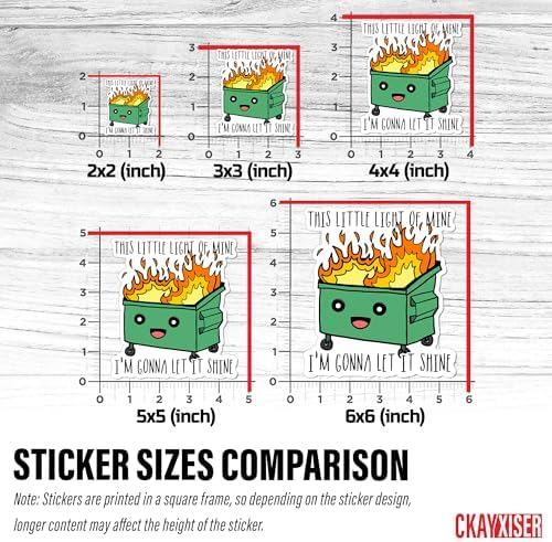 (3 Pcs) This Little Light of Mine I'm Gonna Let It Shine Sticker Funny Dumpster Fire Meme Sticker 2" Sticker Waterproof Vinyl Sticker for Laptop, Water Bottle, Tumbler Sticker Gifts for Her 2 Inches