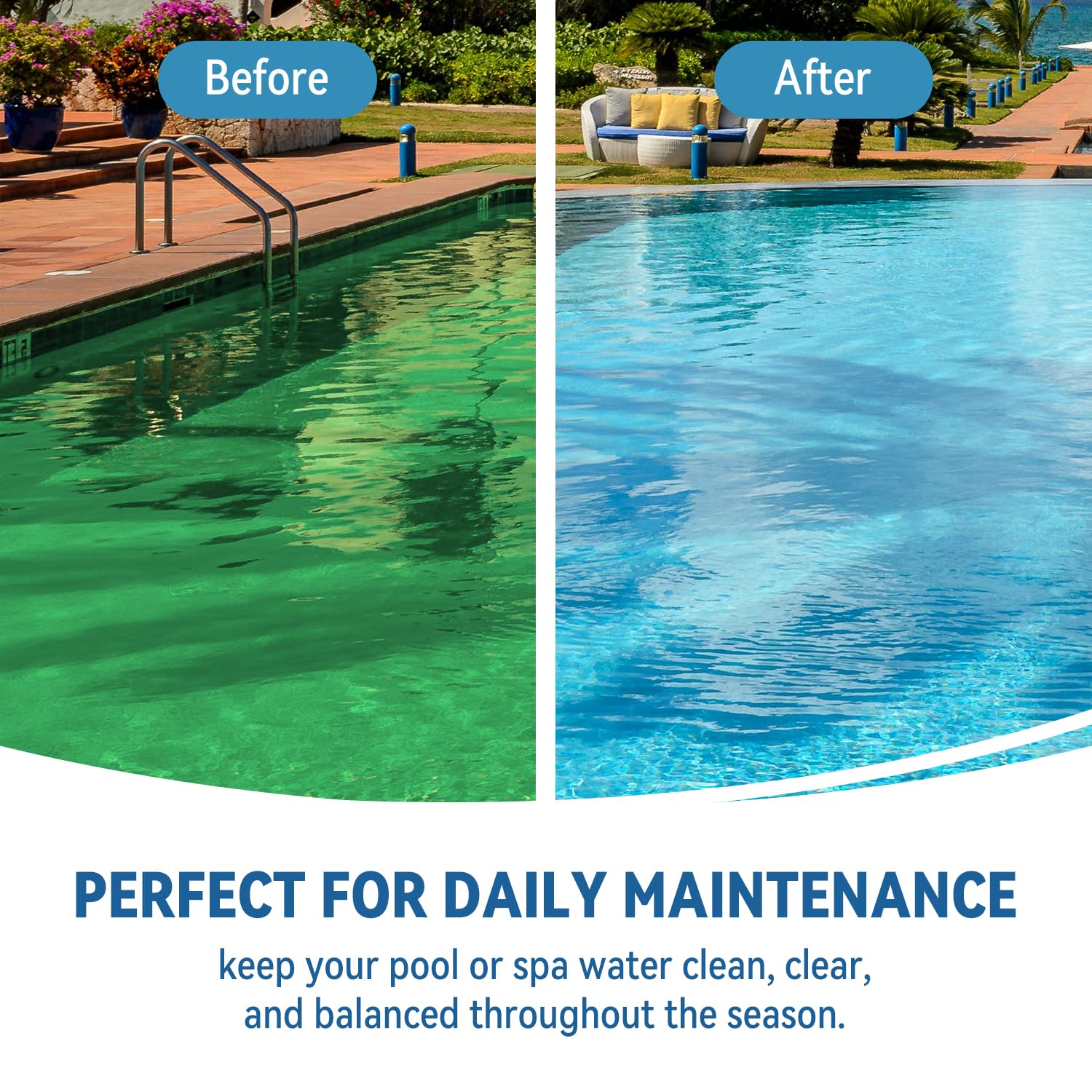1 Inch Chlorine Tablets for Swimming Pools & Spas | 90% Available Chlorine Trichlor Pool Tablets | Long-Lasting Slow Dissolving Sanitizer for Clean & Clear Water (1inch-5lbs)