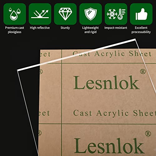 12 x 20 Acrylic Sheet 1/8 inch Thick 3mm, Lesnlok 4 Pieces Clear Plexiglass Sheet, for Sign,Craft, Photo Frame, DIY Display Projects…