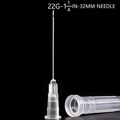 100 Pack 5ml/cc Plastic Luer Lock Syringa with 22Ga and Cap, Individually Sealed Wrapped, for Scientific Labs, Measuring Liquid, Refilling Cartridges or Glue Applicator