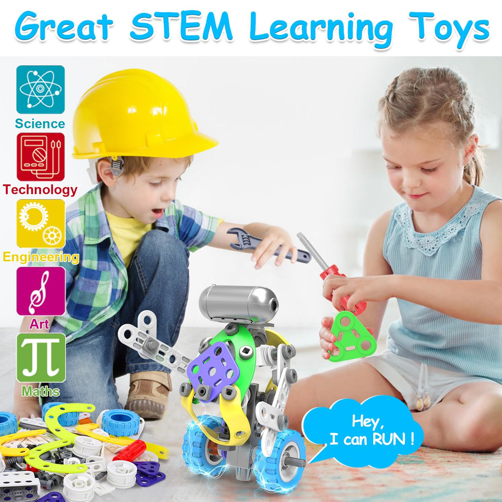 10 in 1 Electric STEM Toys for 4 5 6 7 8+ Year Old Boy Girl Birthday Gifts Educational Building Toys for Kids Ages 4-8 5-7 6-8 Stem Activities Construction Toy for Boys 4-6 8-10 Christmas Idea Gift