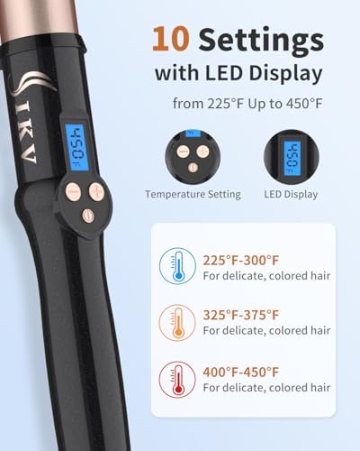 1 1/4 Inch Curling Wand Long Barrel, Dual Voltage Wand Curling Iron for Long Hair,Hair Curling Wand with Tourmaline Ceramic,10 Adjustable Temp