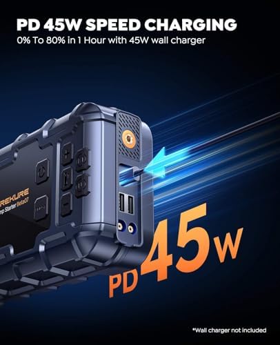 10-in-1 Car Battery Jump Starter with Air Compressor 6000A 160PSI 45W Charger, Car Jump Starter Jump Box (All Gas 12L Diesel), Car Battery Jumper Starter Portable Jumper Cables, Gloves, Lights