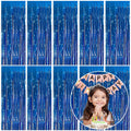 10 Pack Foil Curtain Backdrop Blue Metallic Tinsel Foil Fringe Curtains Photo Booth Props for Birthday Wedding Engagement Baby Shower Bachelorette Christmas Holiday Celebration Party Decorations