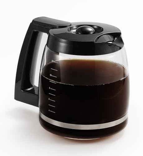 12-Cup Replacement Glass Carafe Compatible with Cuisinart Coffee Maker, 12 Cup Coffee Pot Replacement for Cuisinart, Models DCC-1100BK, DCC-1200PRC, DCC-2650, DGB500BK