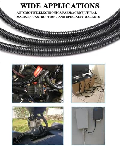 1/2 Inch Wire Loom Split Tubing - 33 ft Cord Protector Electric Wires Covers, Automotive Wire Flexible Conduit, Plastic Wire Cover (1/2"- 33ft, Black)