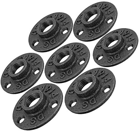 1" Floor Flange, Home TZH Malleable iron Pipe Fittings for Industrial vintage style, Flanges with Threaded Hole for DIY Project/Furniture/Shelving Decoration (10 Pack)